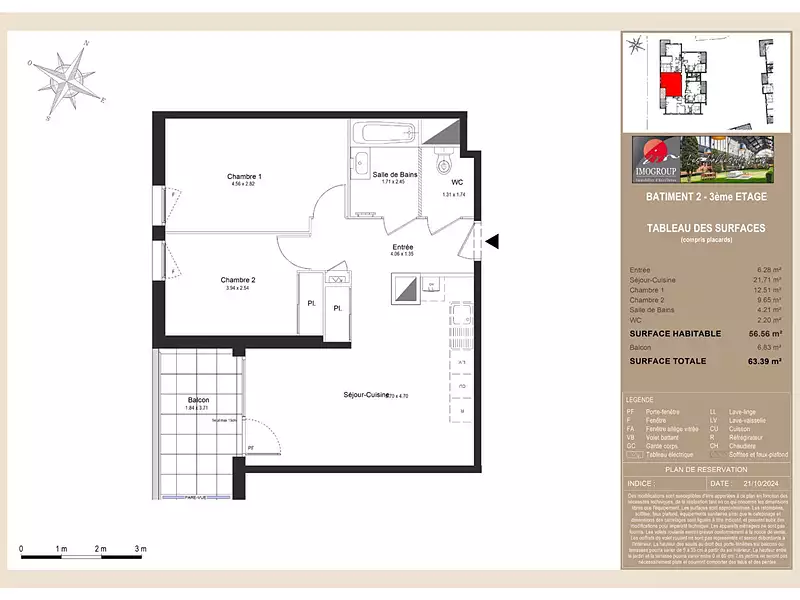 Appartement, 56,56 m²