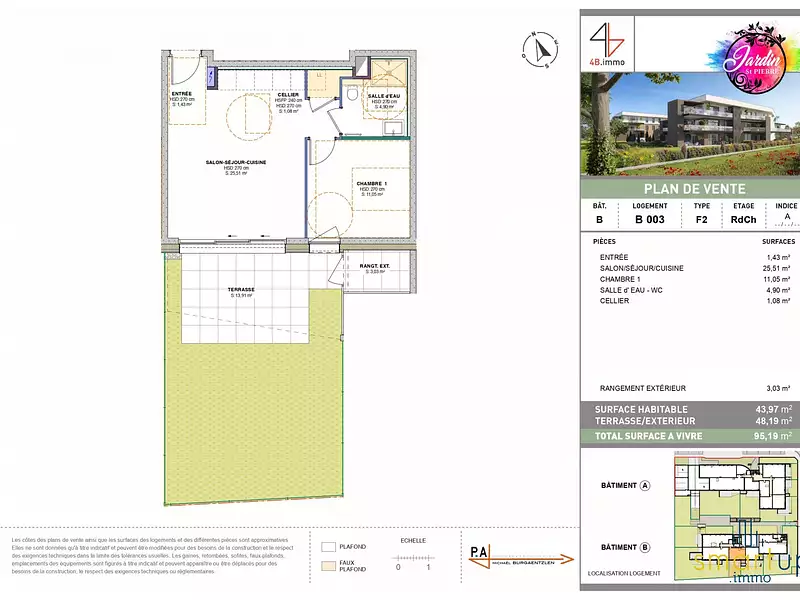 Appartement, 43,97 m²