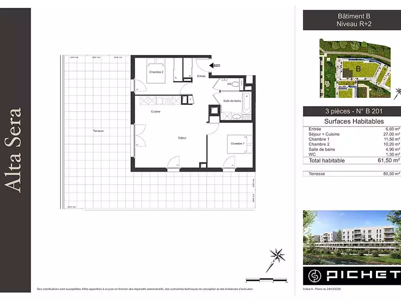 Appartement, 61,5 m²
