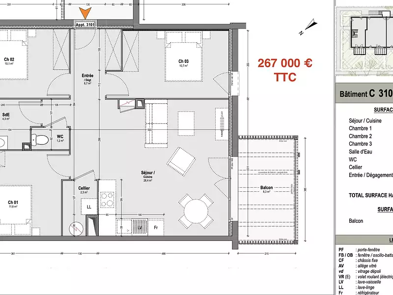 Appartement, 73 m²
