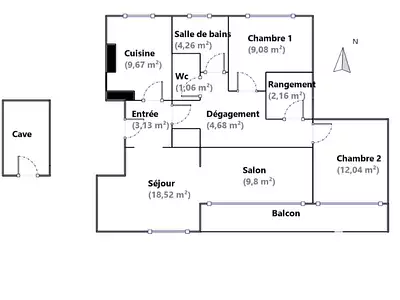Appartement, 75 m²