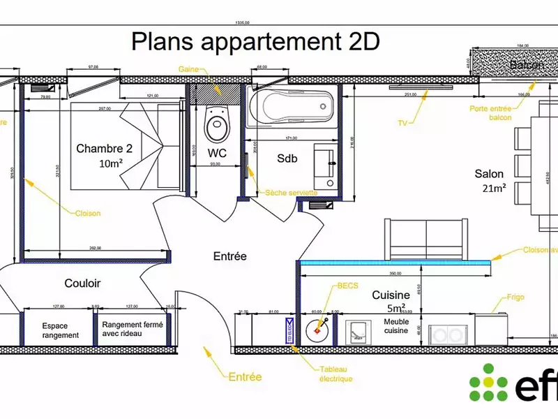 Appartement, 62 m²