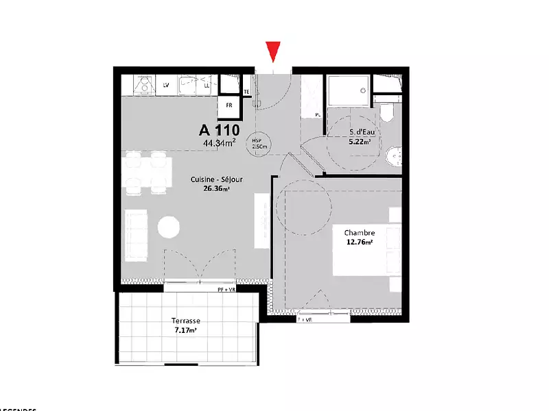 Appartement, 44,34 m²