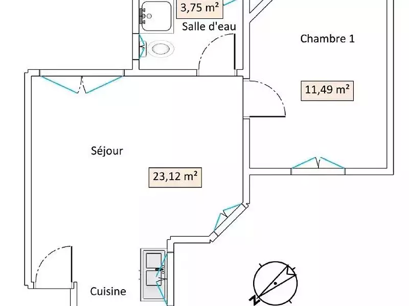 Appartement, 38,36 m²