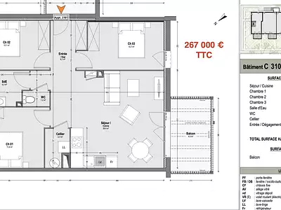 Appartement, 73 m²