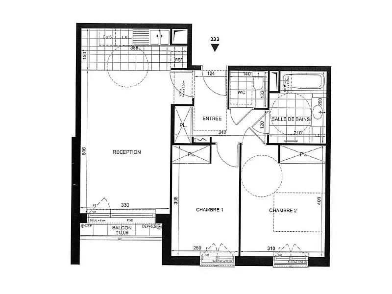 Appartement, 58,5 m²