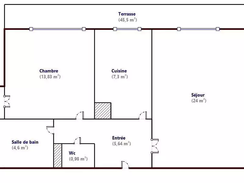 Appartement, 56 m²
