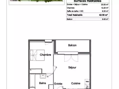 Appartement, 42 m²