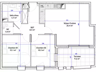 Appartement, 62,7 m²