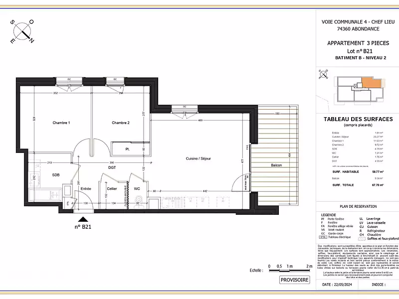 Appartement, 58,77 m²