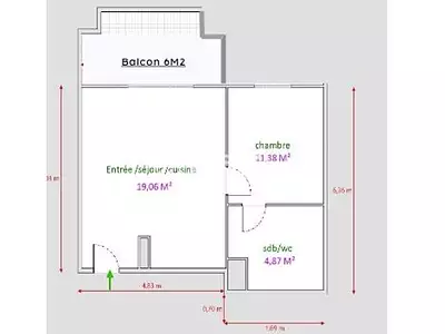 Appartement, 35 m²