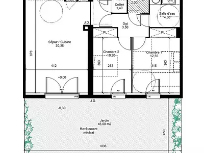 Appartement, 64,5 m²