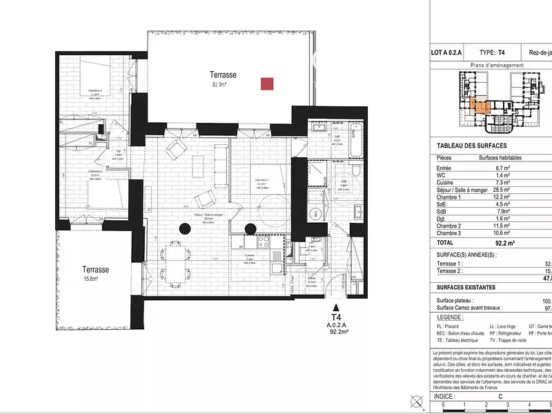 Appartement, 92,2 m²