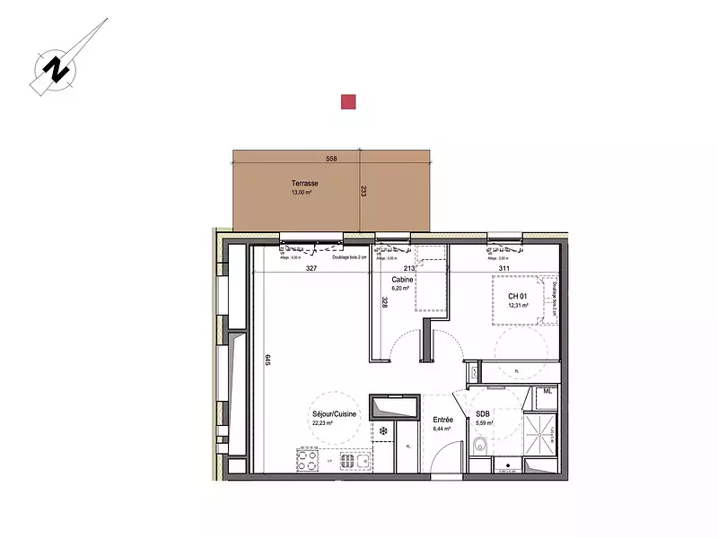Appartement, 52,77 m²