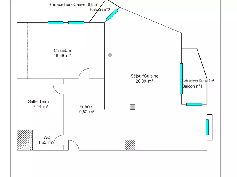 Appartement, 65,5 m²