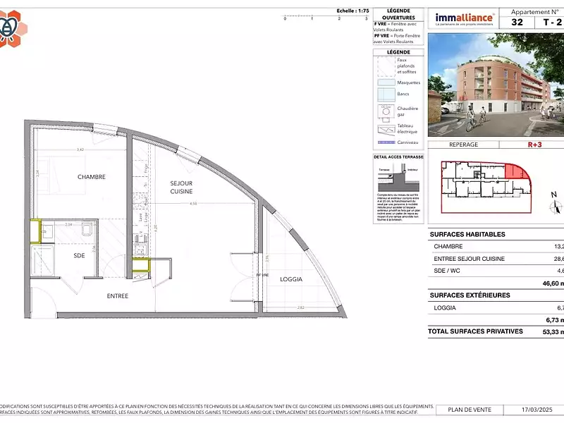 Appartement, 46,6 m²