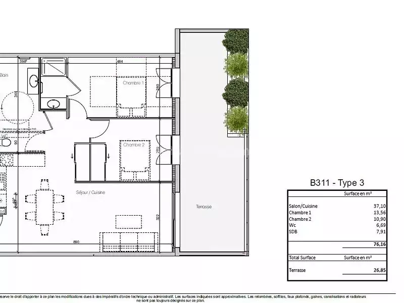 Appartement, 76,16 m²