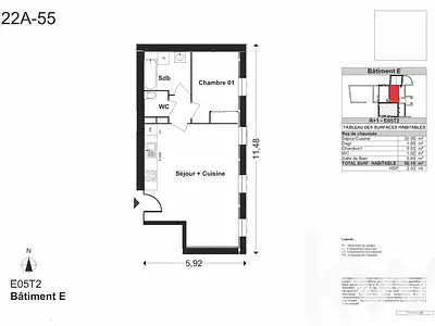 Appartement, 50 m²