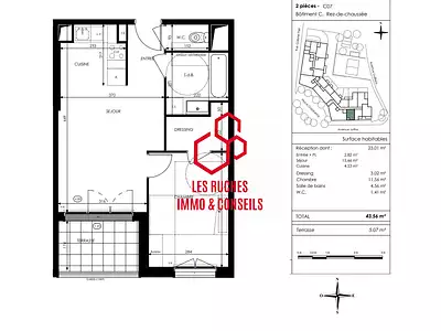 Appartement, 43,56 m²