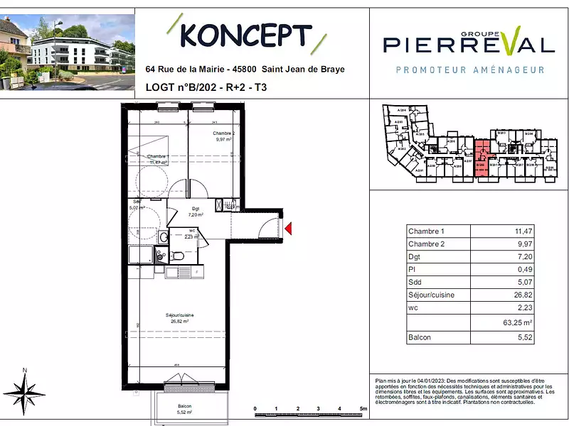 Appartement, 63,25 m²