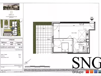 Appartement, 43,58 m²