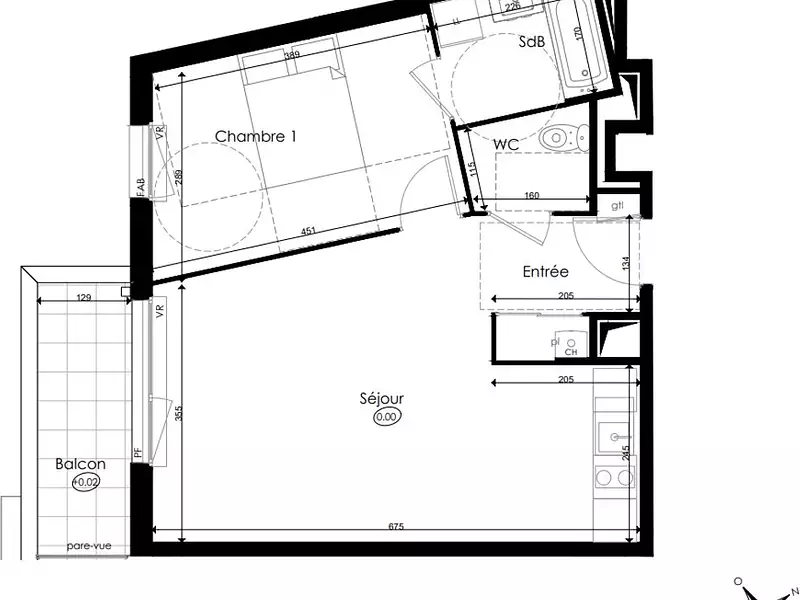 Appartement, 46,15 m²