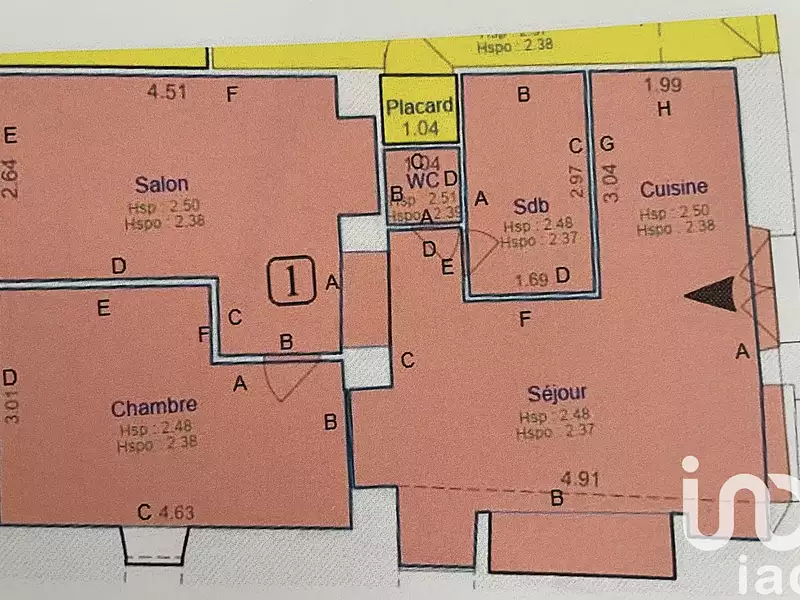 Appartement, 58 m²