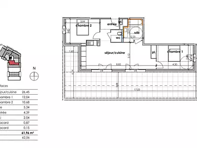 Appartement, 61 m²