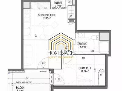 Appartement, 44,28 m²