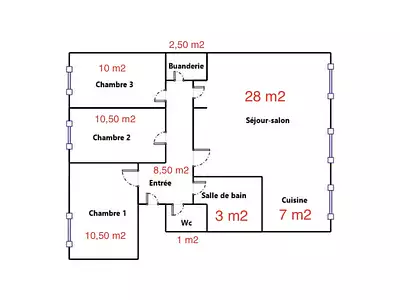Appartement, 80 m²