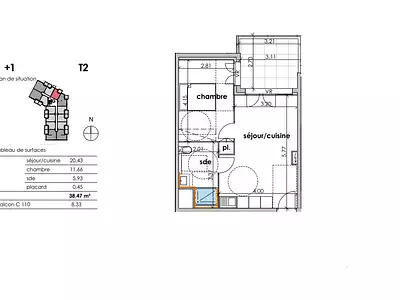 Appartement, 38 m²