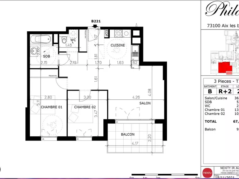 Appartement, 67,85 m²
