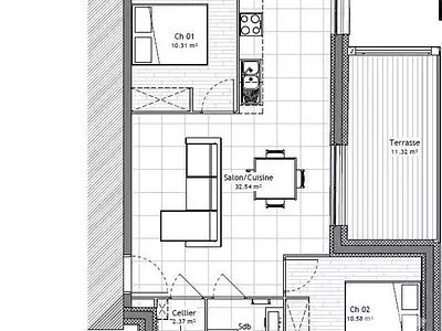 Appartement, 59,4 m²