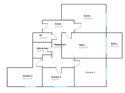 Appartement, 76 m²