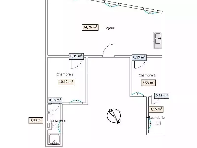 Appartement, 57,59 m²