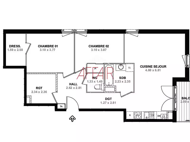 Appartement, 76,18 m²