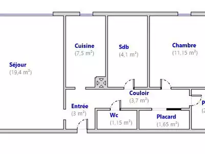 Appartement, 54,55 m²