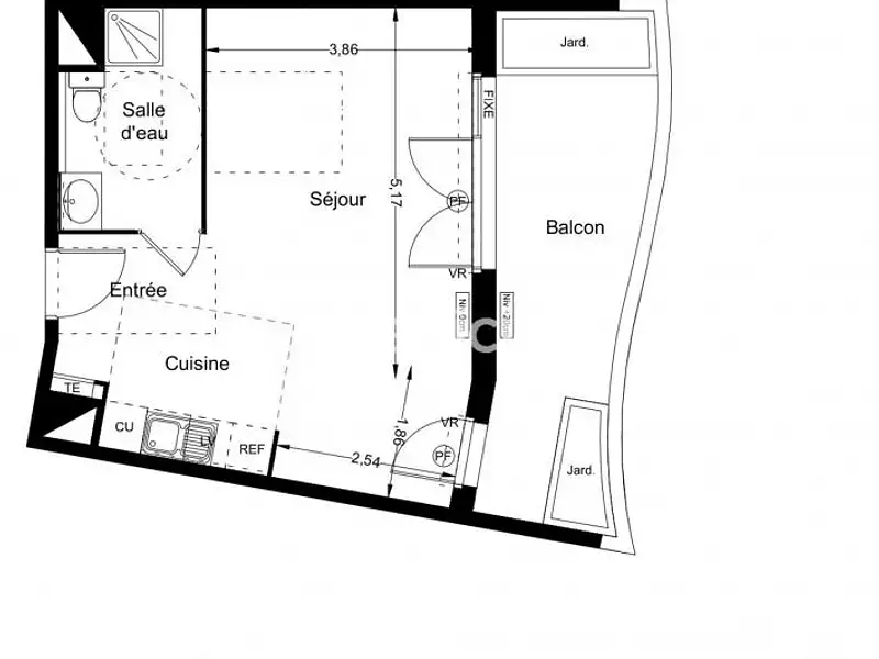 Appartement, 36 m²