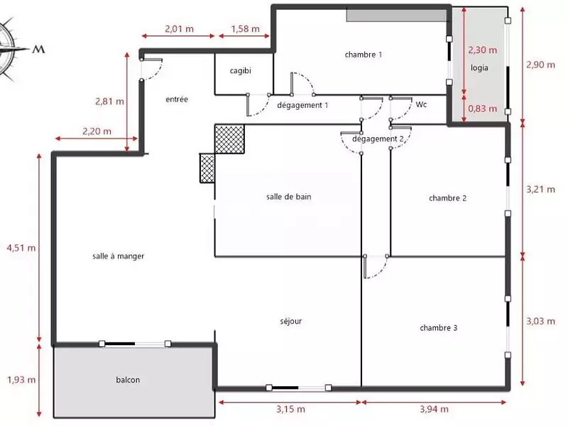 Appartement, 83,28 m²