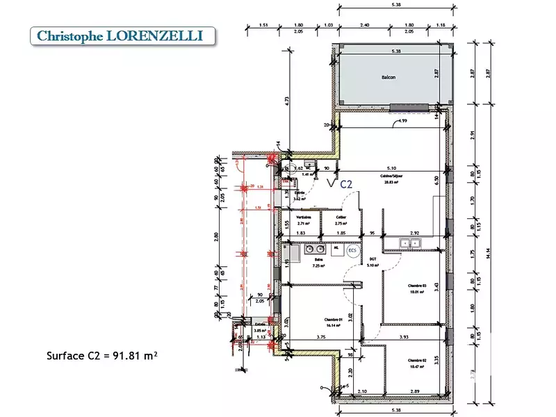 Appartement, 91 m²
