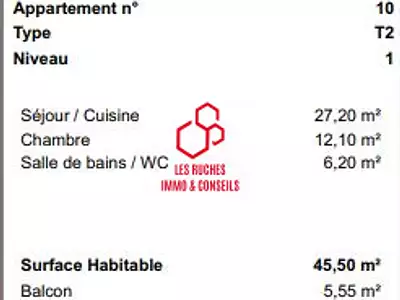 Appartement, 45,5 m²