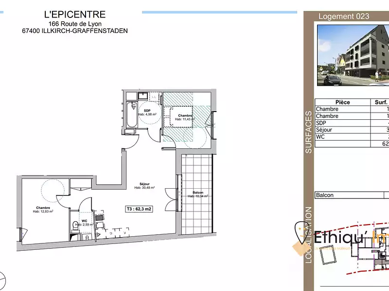 Appartement, 62,31 m²