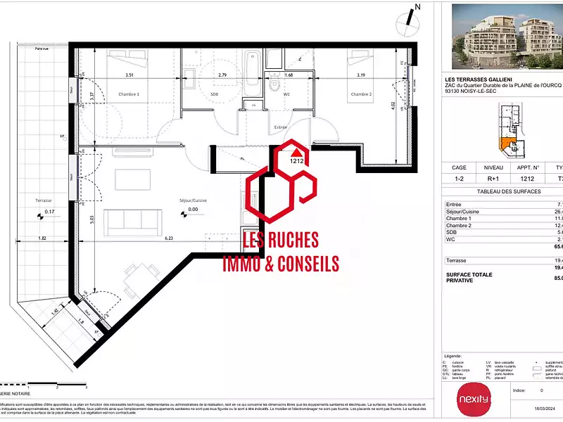 Appartement, 65,62 m²