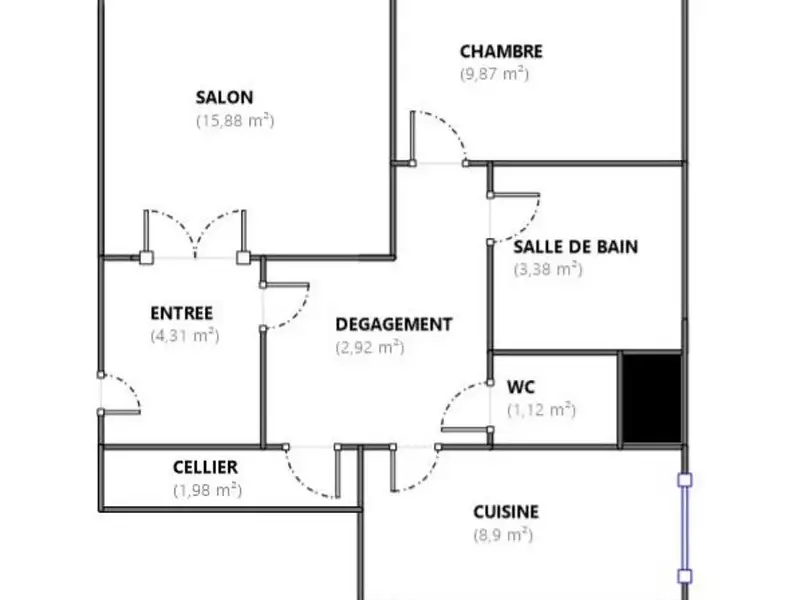 Appartement, 48 m²