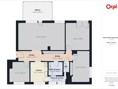 Appartement, 93 m²