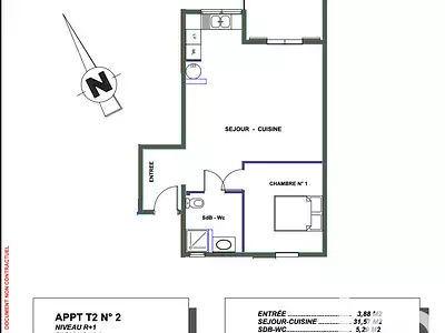 Appartement, 61 m²