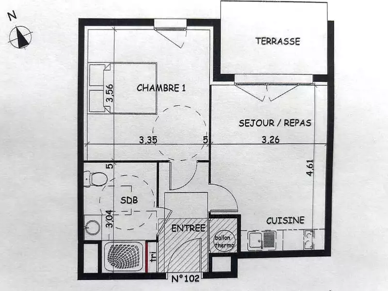 Appartement, 37 m²