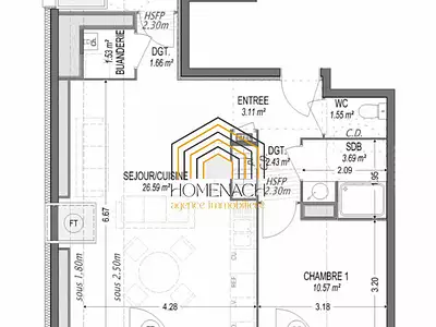 Appartement, 63,91 m²