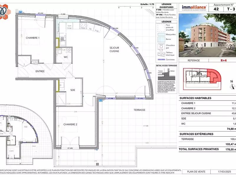 Appartement, 74,88 m²