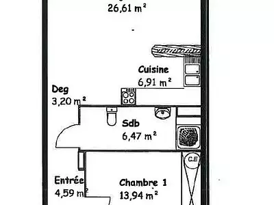 Appartement, 61,72 m²